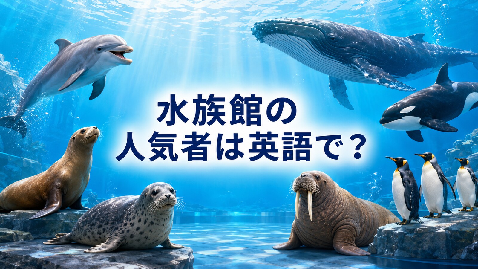 水族館で人気の海の生き物・海獣の英語一覧｜イルカ・クジラ・シャチ・アザラシ・ペンギン