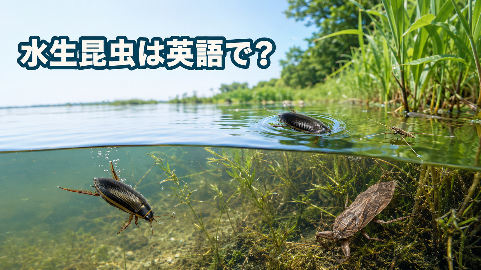 水生昆虫は英語で？ゲンゴロウ・タガメ・ミズスマシ・アメンボの名前一覧