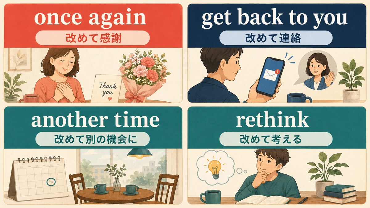 once again・get back to you・another time・rethinkの使い分け