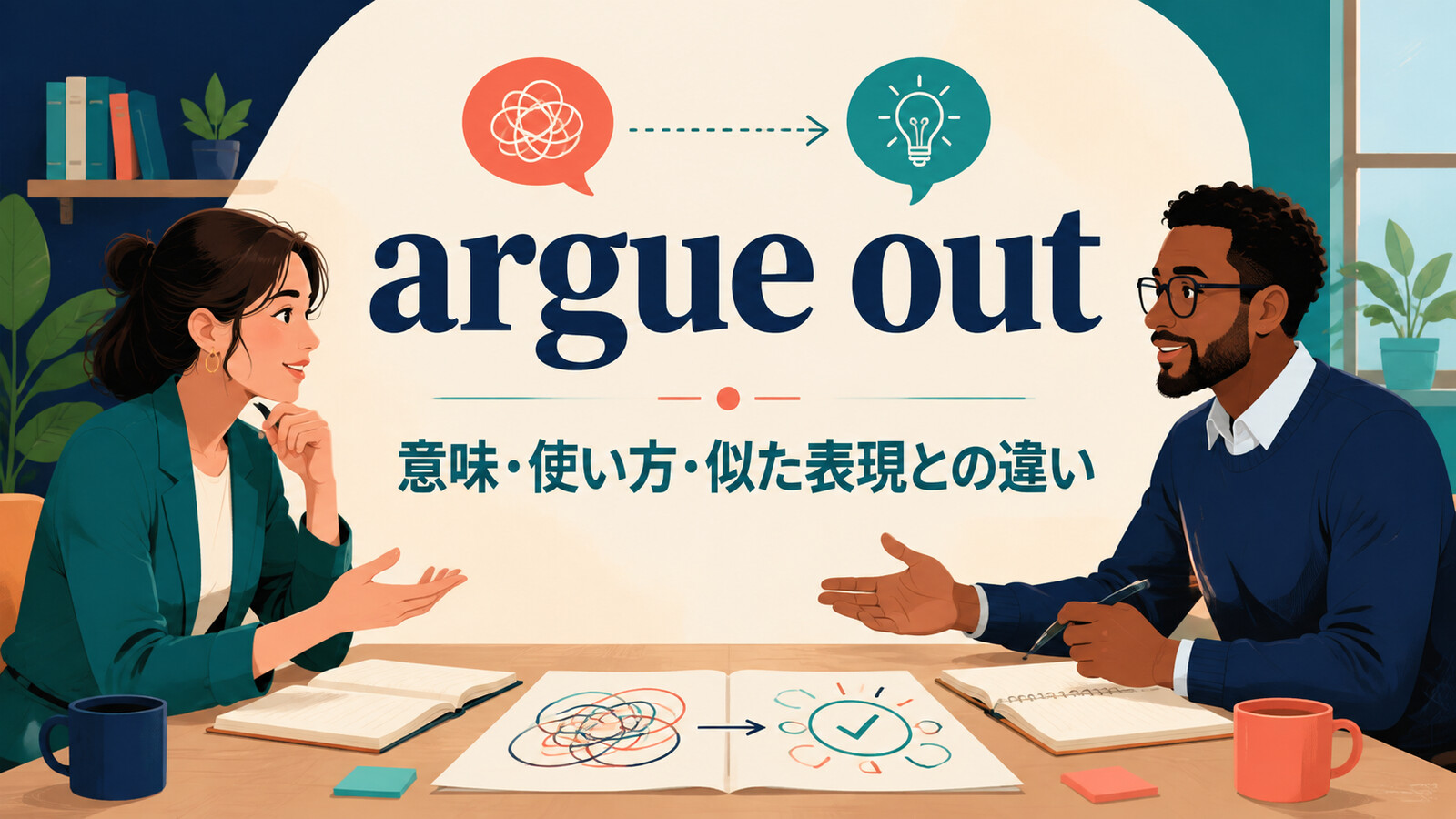 argue outの意味は？「とことん議論して解決する」の使い方とtalk it outとの違い