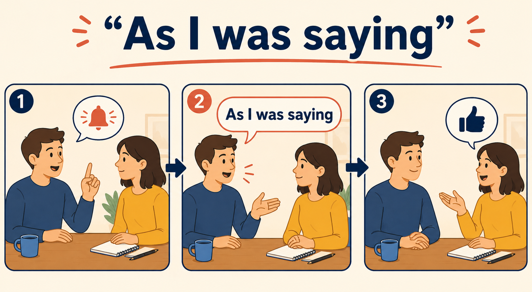 As I was sayingを使う会話の流れ