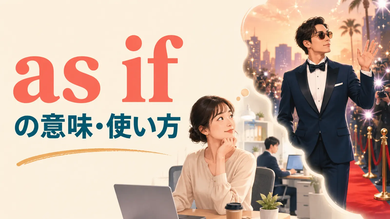 as ifの意味は？「まるで〜のように」の使い方・時制とas thoughとの違い