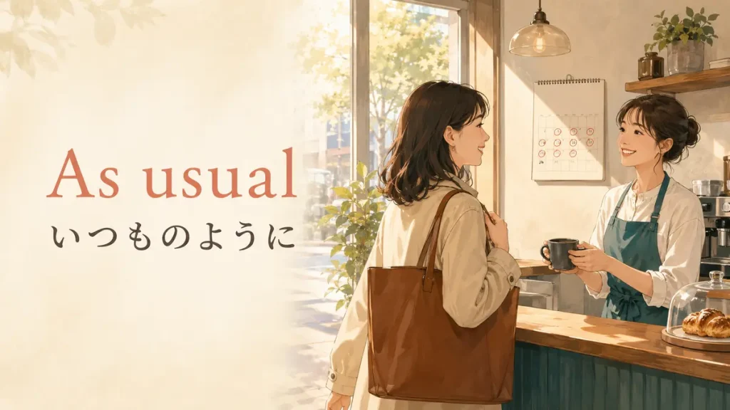 As usual(いつものように)の意味を表すカフェの日常風景