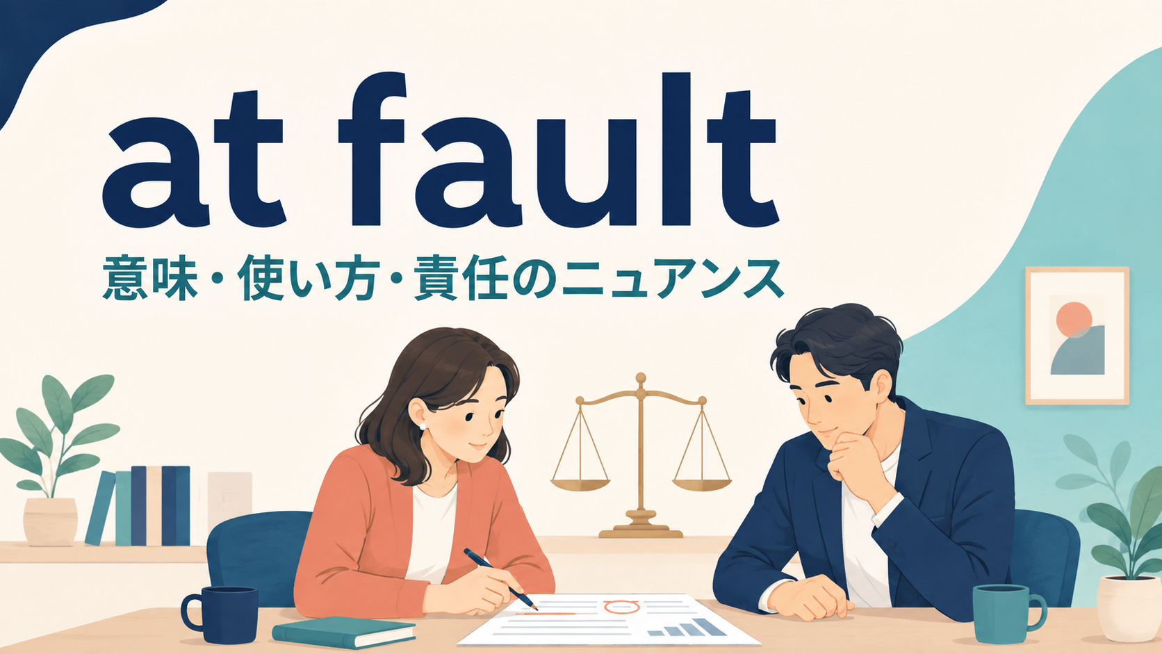 at faultの意味・使い方・責任のニュアンスを示すアイキャッチ画像