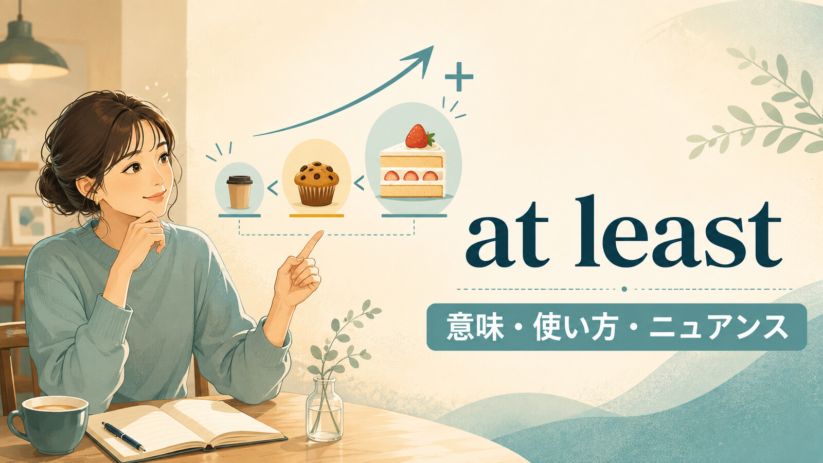 at leastの意味・使い方・ニュアンスを解説するアイキャッチ画像