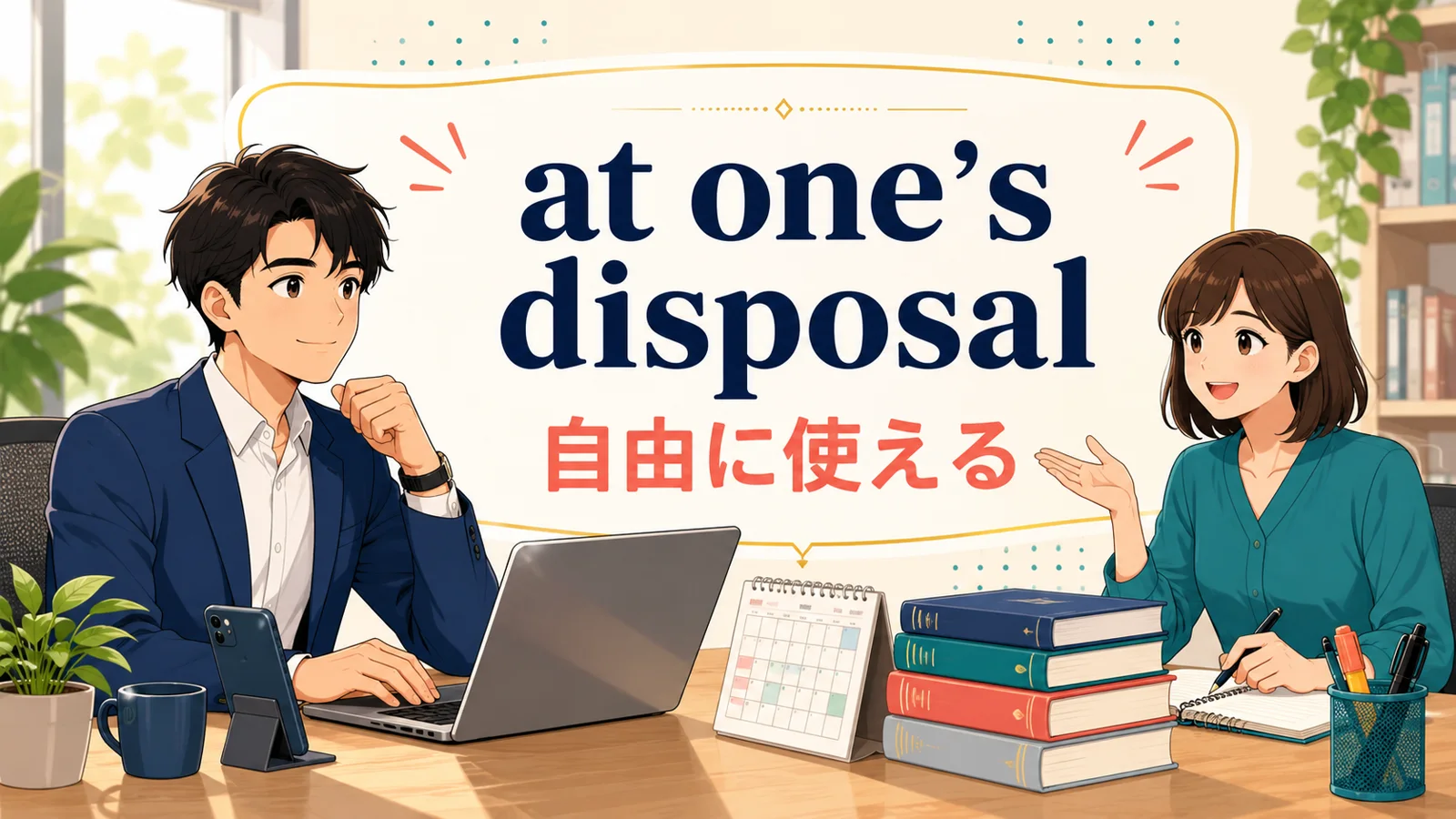 at one’s disposal（自由に使える）の意味を表すアイキャッチ