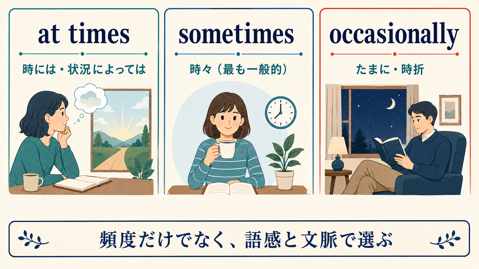 at times・sometimes・occasionallyのニュアンスの違い