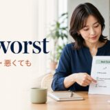 at worstの意味「最悪でも・悪くても」を表すアイキャッチ