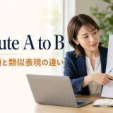 attribute A to Bの意味・語順と類似表現の違いを解説するアイキャッチ