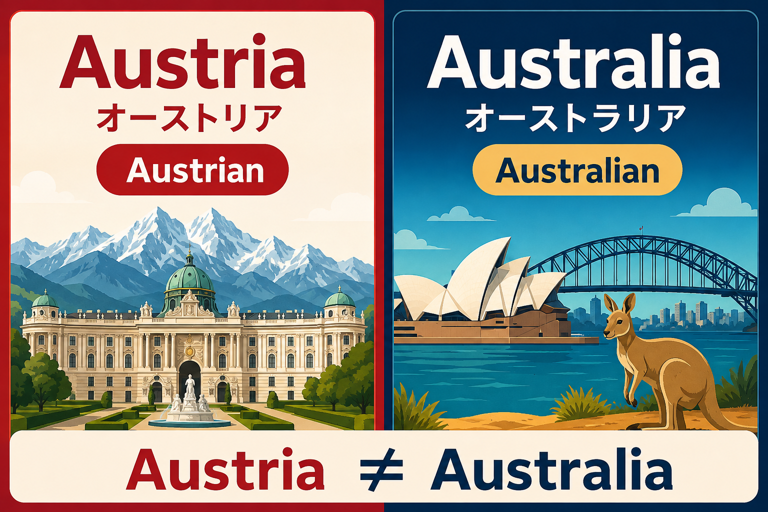 Austria・AustrianとAustralia・Australianの違い