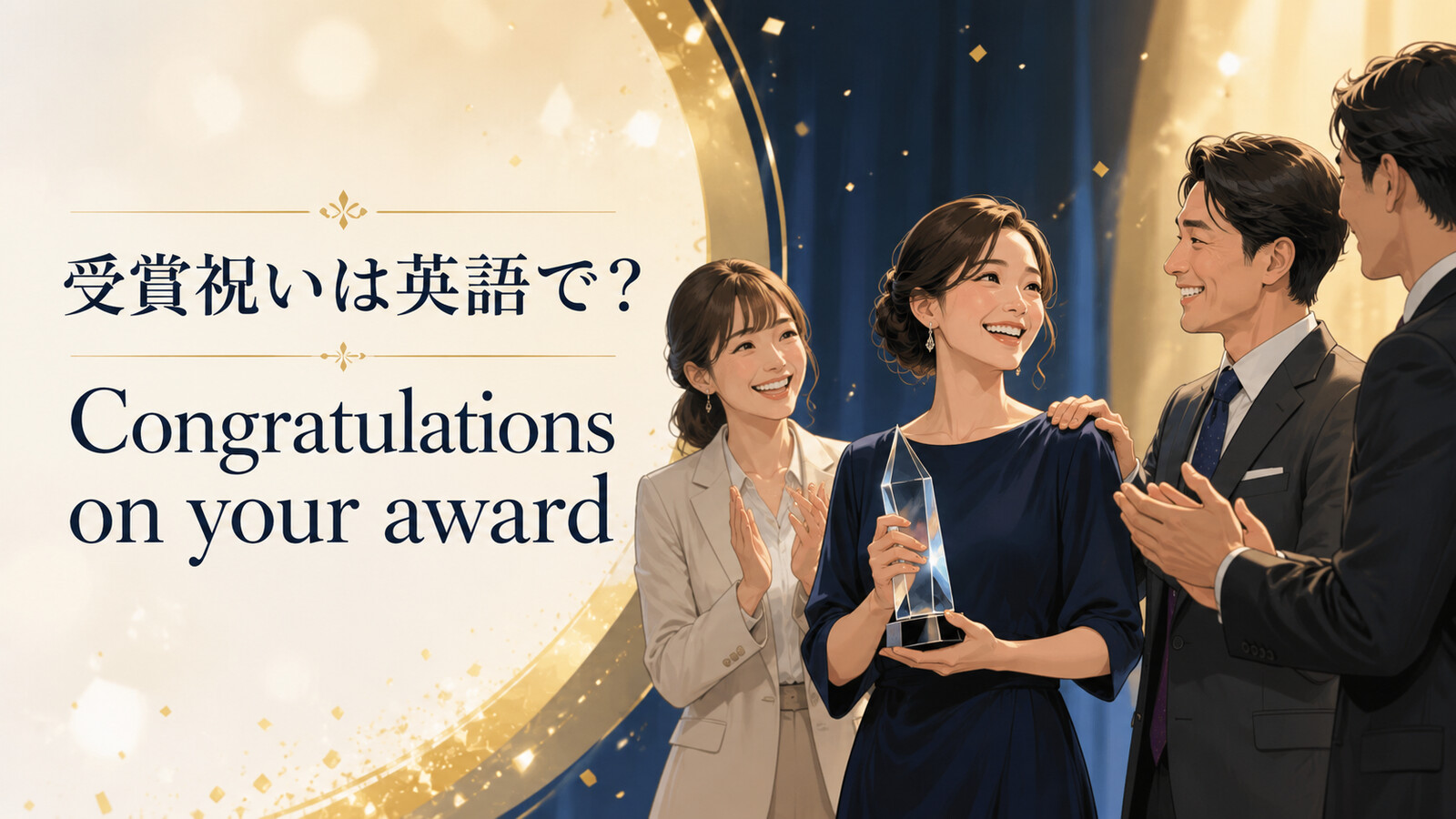 「受賞祝い」は英語で？意味と自然な表現を紹介するアイキャッチ