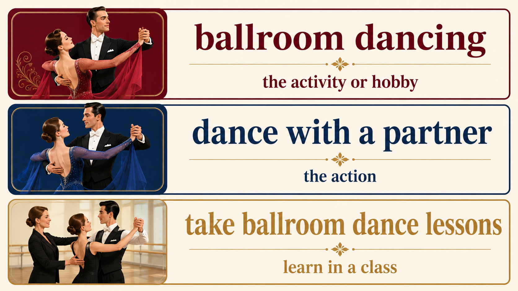 社交ダンスの3つの英語表現の使い分け