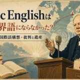 Basic Englishとチャーチルの世界語構想を表すイラスト