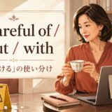 be careful of・about・withの「気をつける」の使い分け
