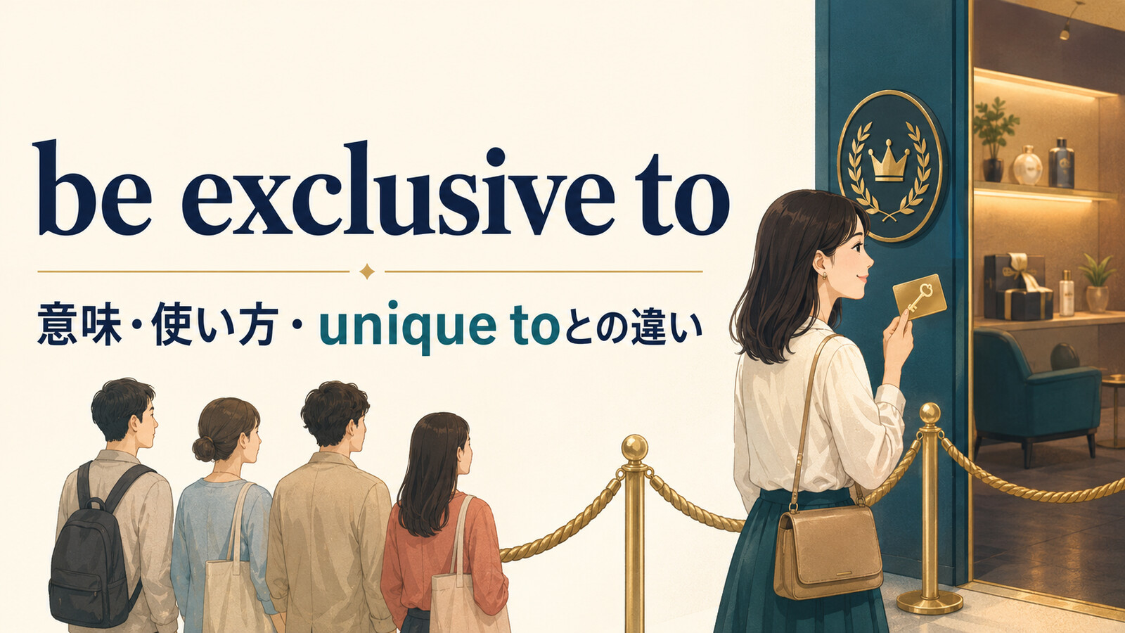 be exclusive toの意味と使い方、unique toとの違いを解説するアイキャッチ