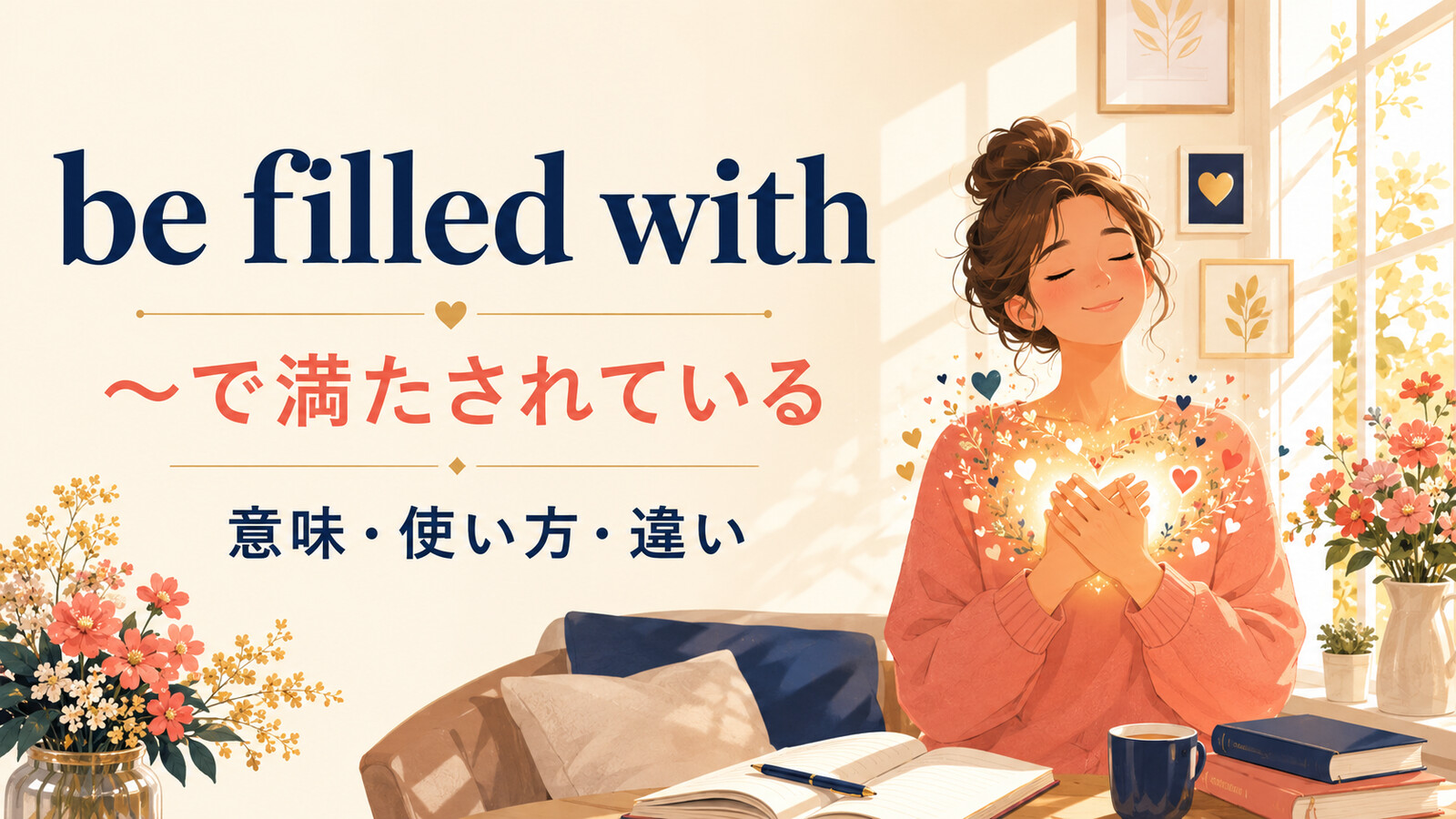be filled withの意味は？「〜で満たされている」の使い方とbe full ofとの違い
