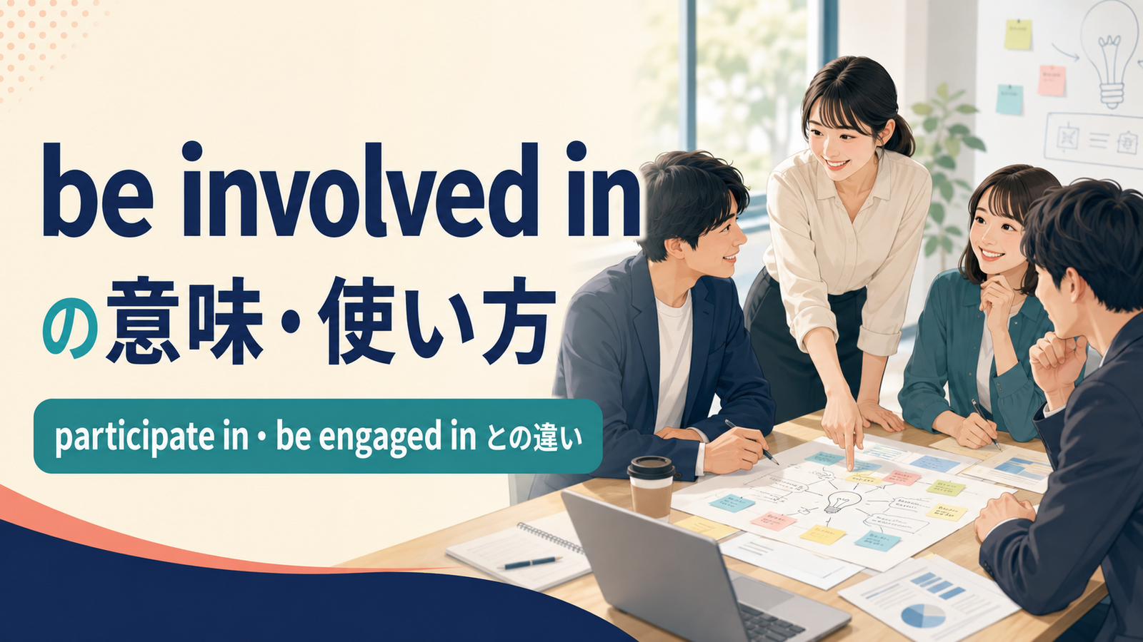 be involved inの意味は？participate in・be engaged inとの違いと使い方