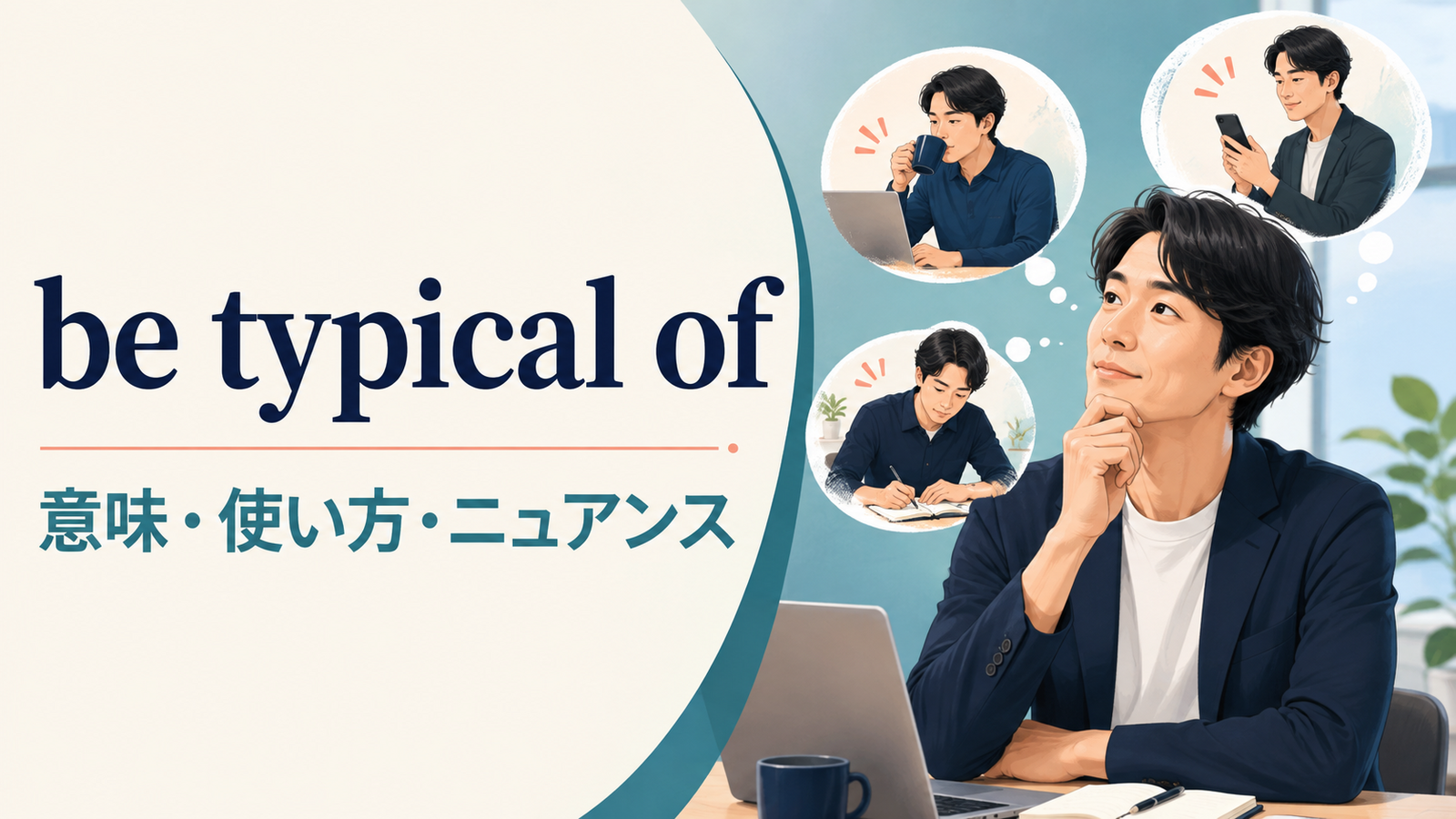 be typical ofの意味・使い方・ニュアンスを解説するアイキャッチ画像