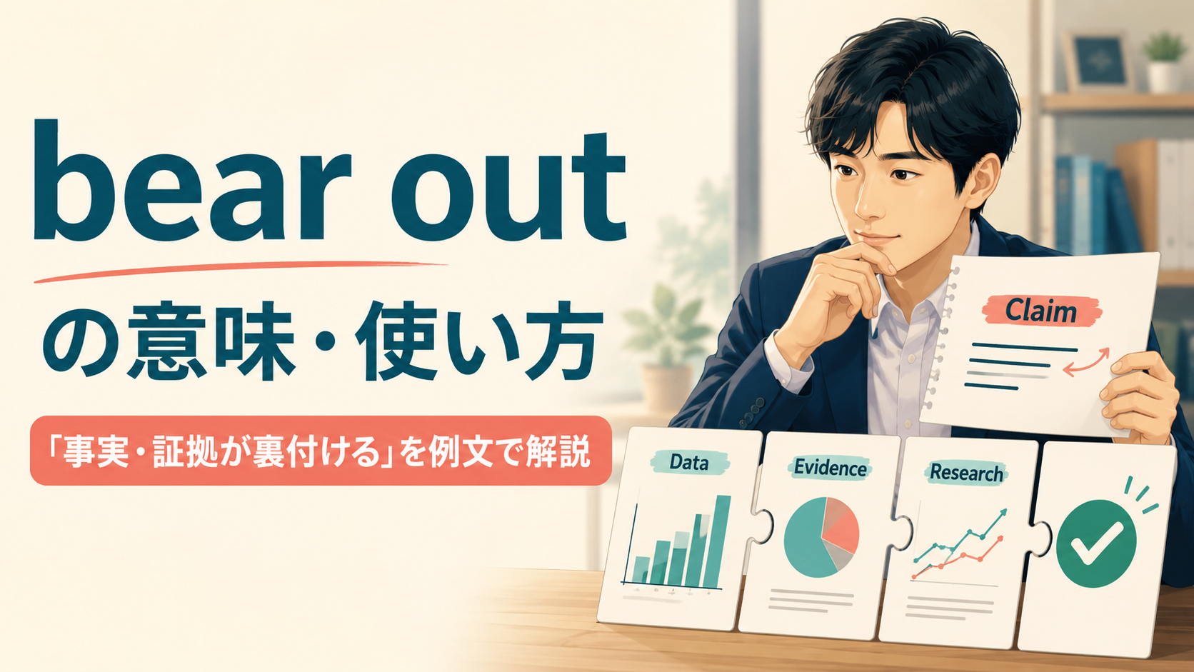 bear outの意味と事実・証拠が裏付ける使い方を解説するアイキャッチ画像