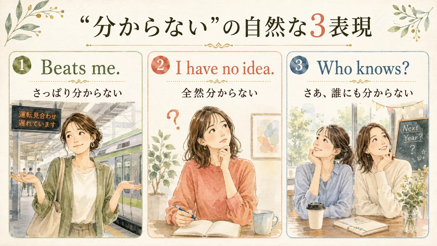 Beats me、I have no idea、Who knowsの意味とニュアンスの違い