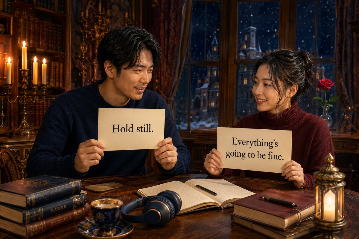 Hold stillとEverything's going to be fineを練習する大人の英語学習者