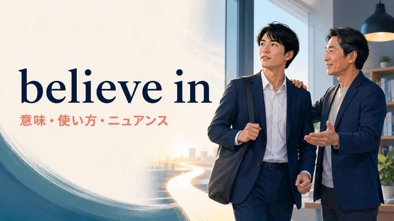 believe inの意味・使い方・ニュアンスを解説するアイキャッチ画像