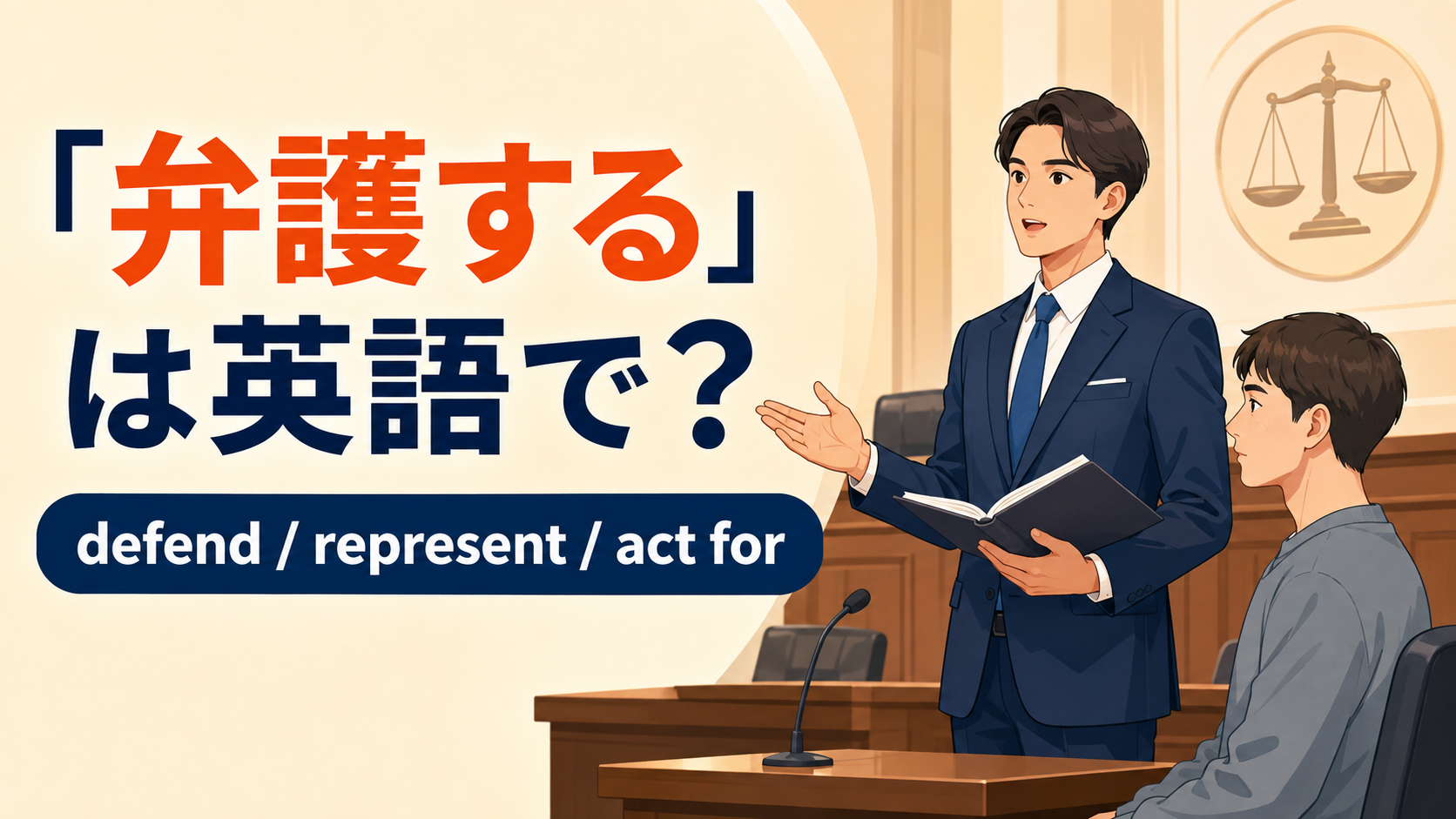 「弁護する」は英語で？defend・represent・act forの違い