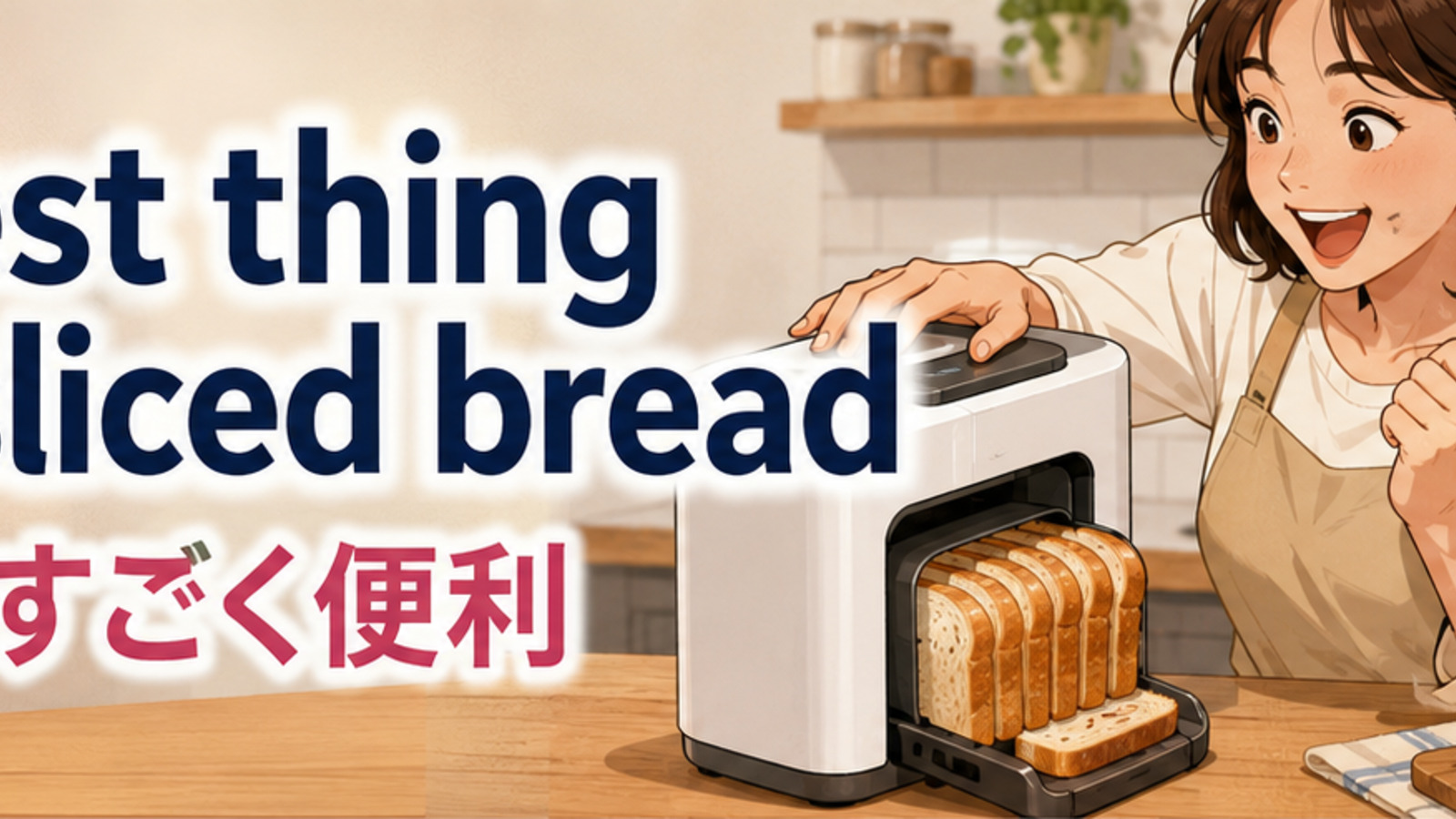the best thing since sliced bread（画期的ですごく便利）の意味を表すアイキャッチ画像