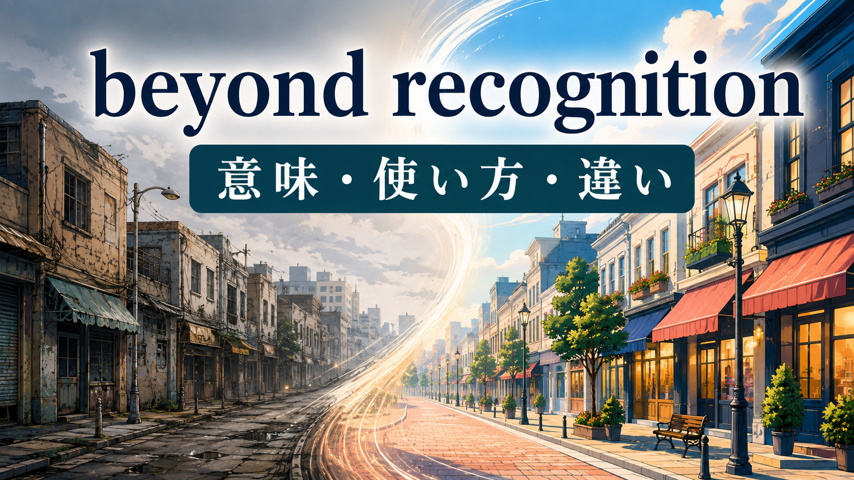 beyond recognitionの意味・使い方・違いを示すアイキャッチ画像