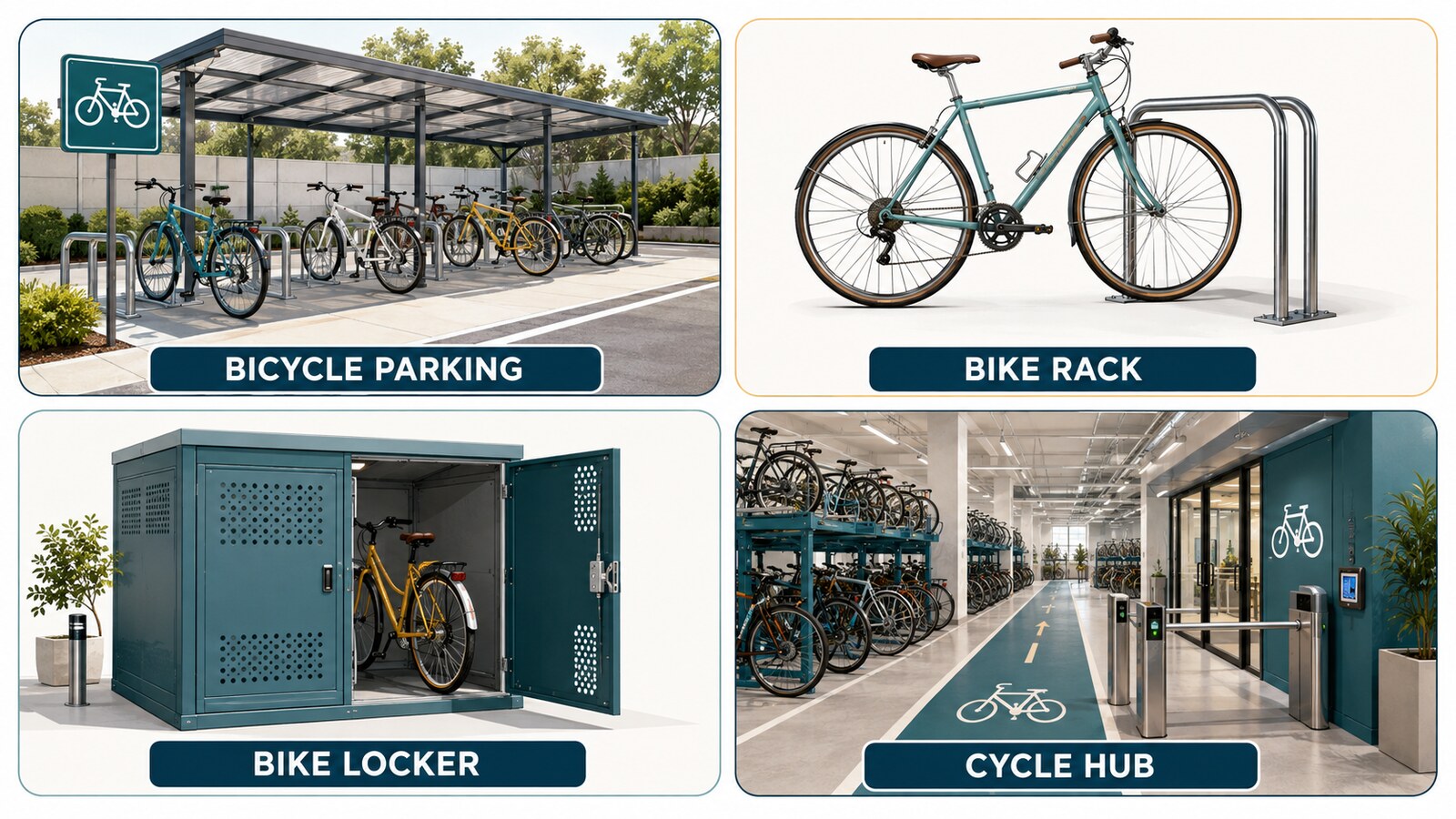 bicycle parking・bike rack・bike locker・cycle hubの違い
