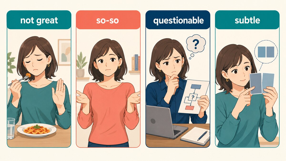 not great・so-so・questionable・subtleで表す「微妙」の違い