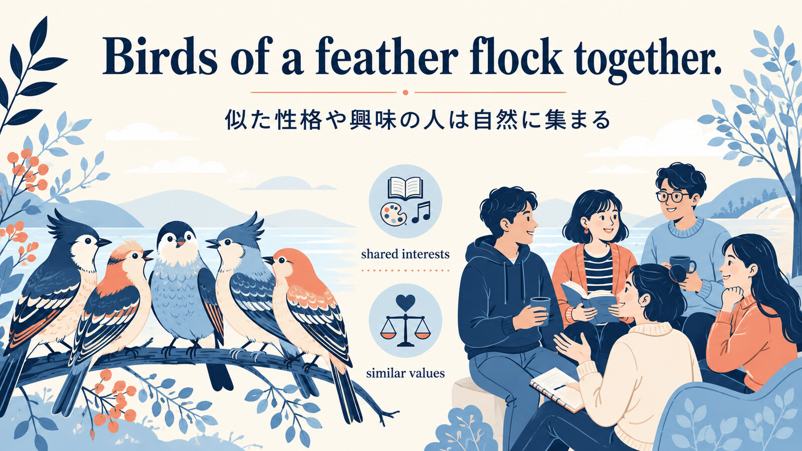 Birds of a feather flock together.の意味は？「類は友を呼ぶ」の使い方
