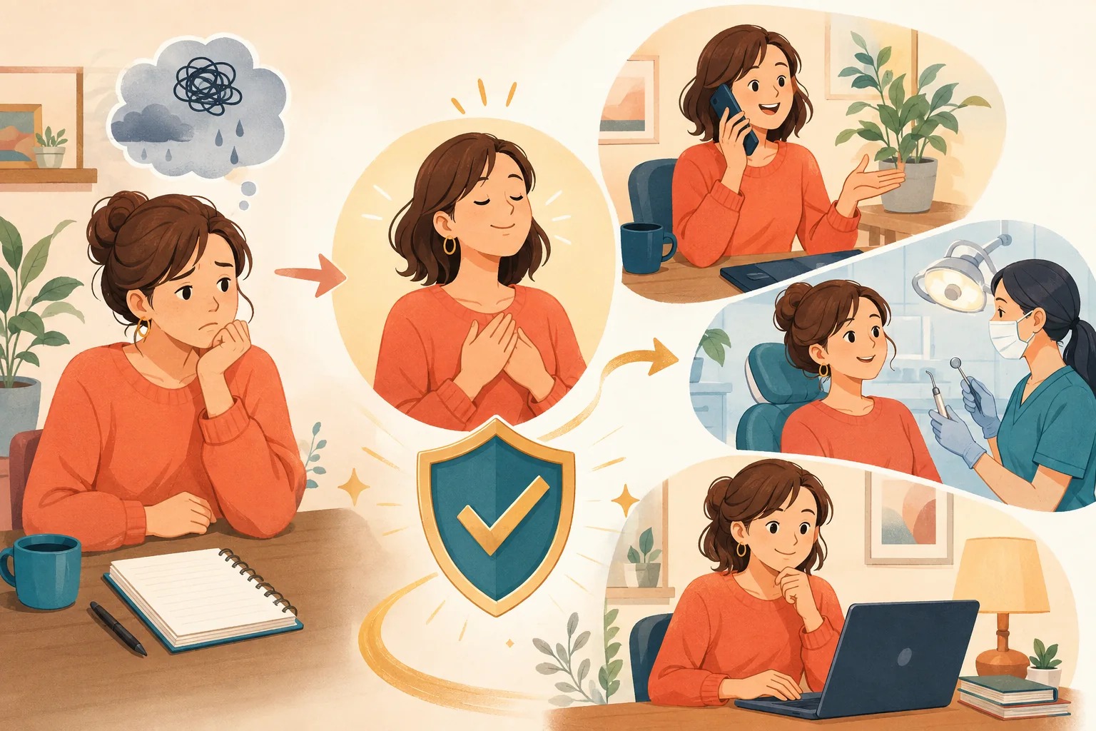 不安を感じながらも覚悟を決めて必要なことに取り組む様子