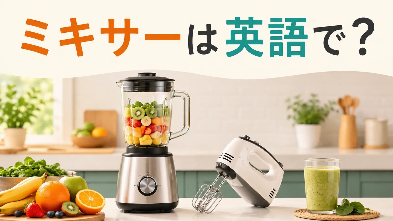 ミキサーは英語でblenderと解説するアイキャッチ
