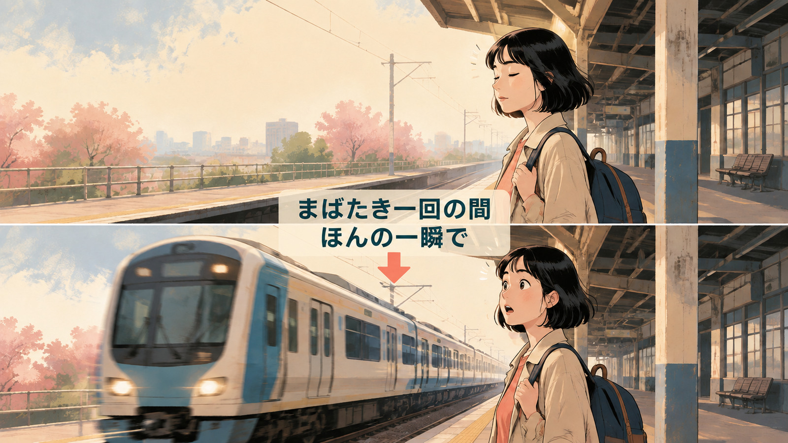 in the blink of an eyeの直訳と実際のニュアンスを比較する解説イラスト