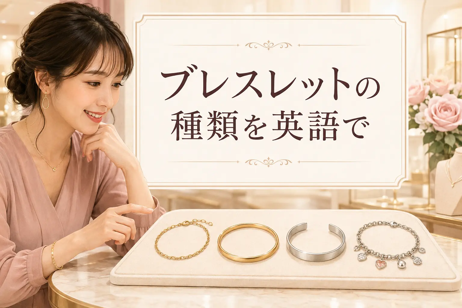 ブレスレットの種類を英語で学ぶアイキャッチ