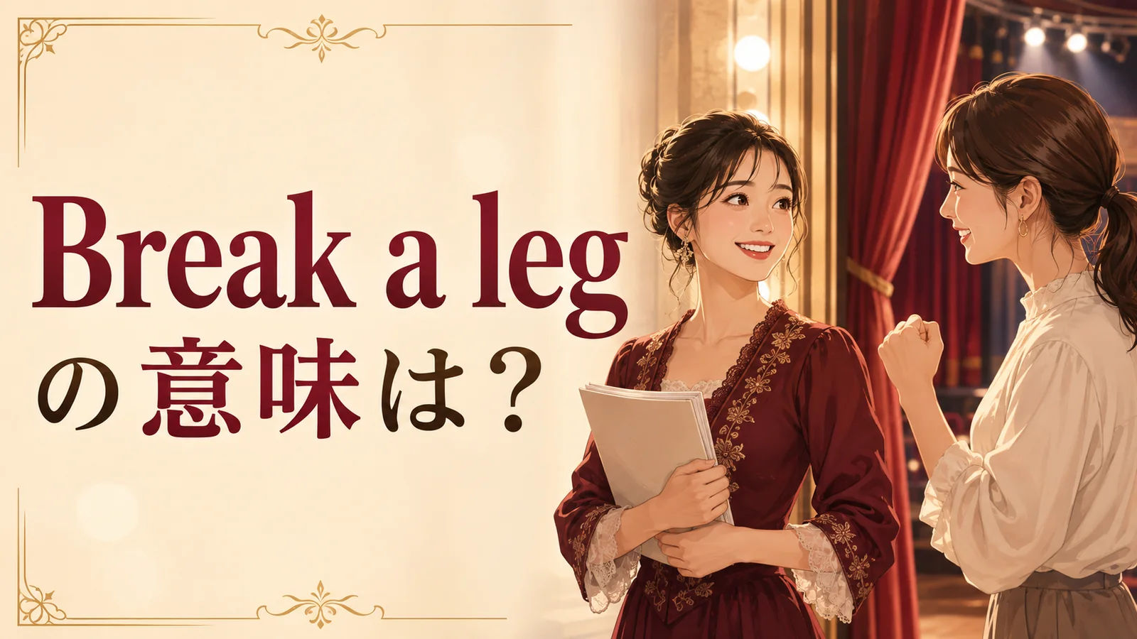 Break a legの意味は?舞台本番前に幸運を祈る英語イディオム
