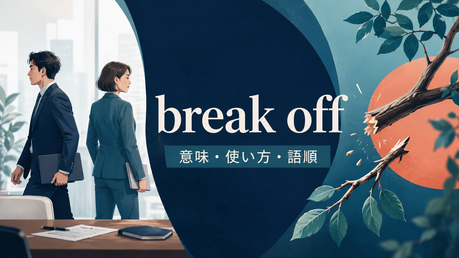 break offの意味は？「急にやめる・折れて取れる」の使い方・語順とbreak upとの違い