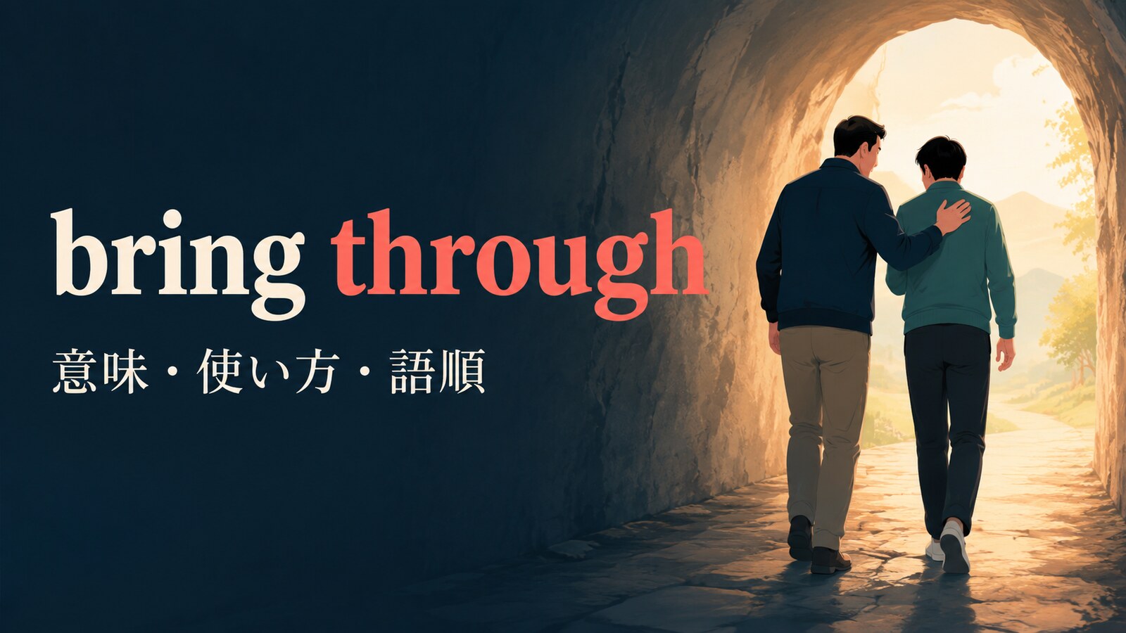 bring throughの意味・使い方・語順を解説するアイキャッチ画像