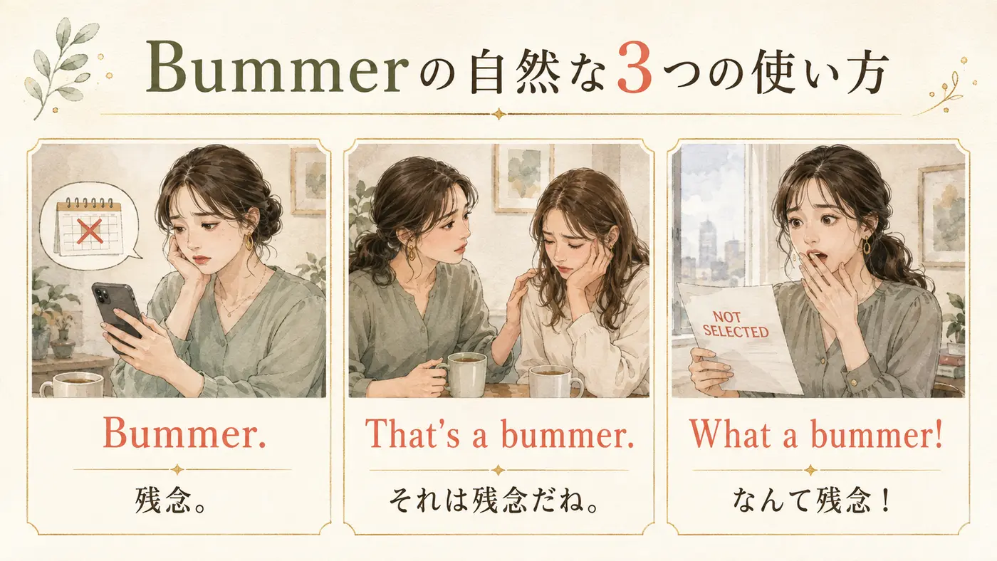 Bummer、That’s a bummer、What a bummerの意味と使い分け