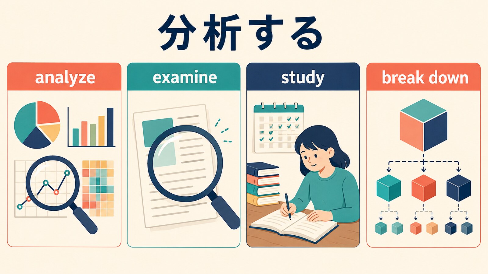 analyze・examine・study・break downの意味と使い分け