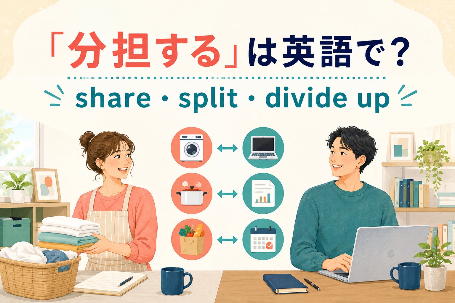 「分担する」は英語で？share・split・divide upの違い