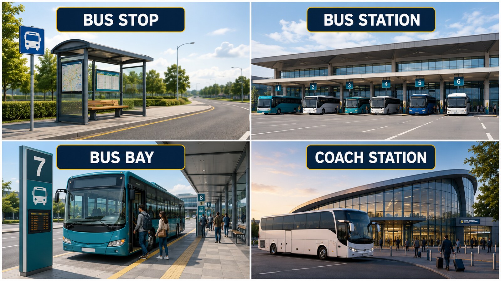 bus stop・bus station・bus bay・coach stationの違い