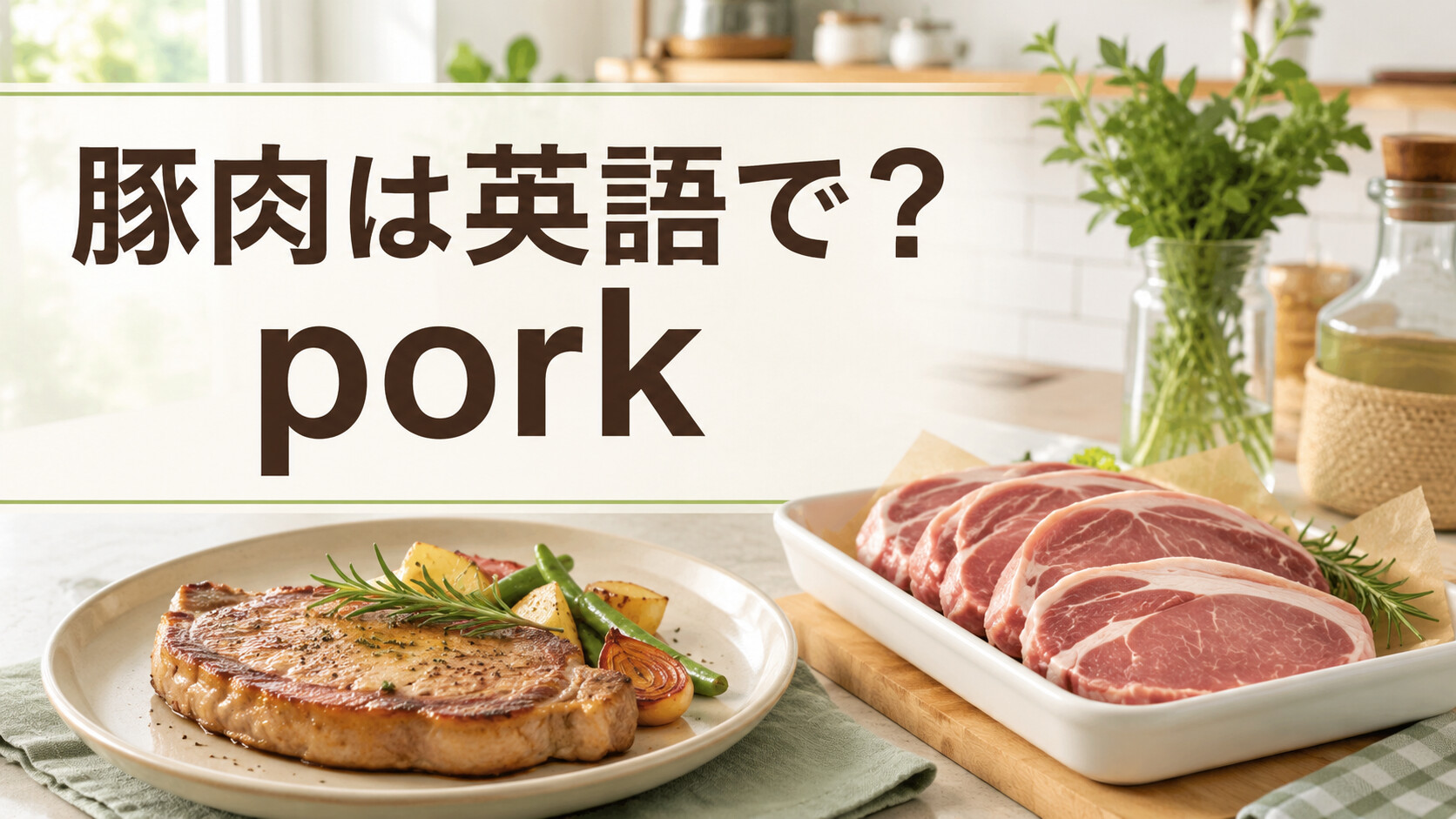 豚肉は英語でporkと表すことを示すアイキャッチ画像