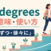 by degreesの意味と使い方を段階的な階段で示すアイキャッチ