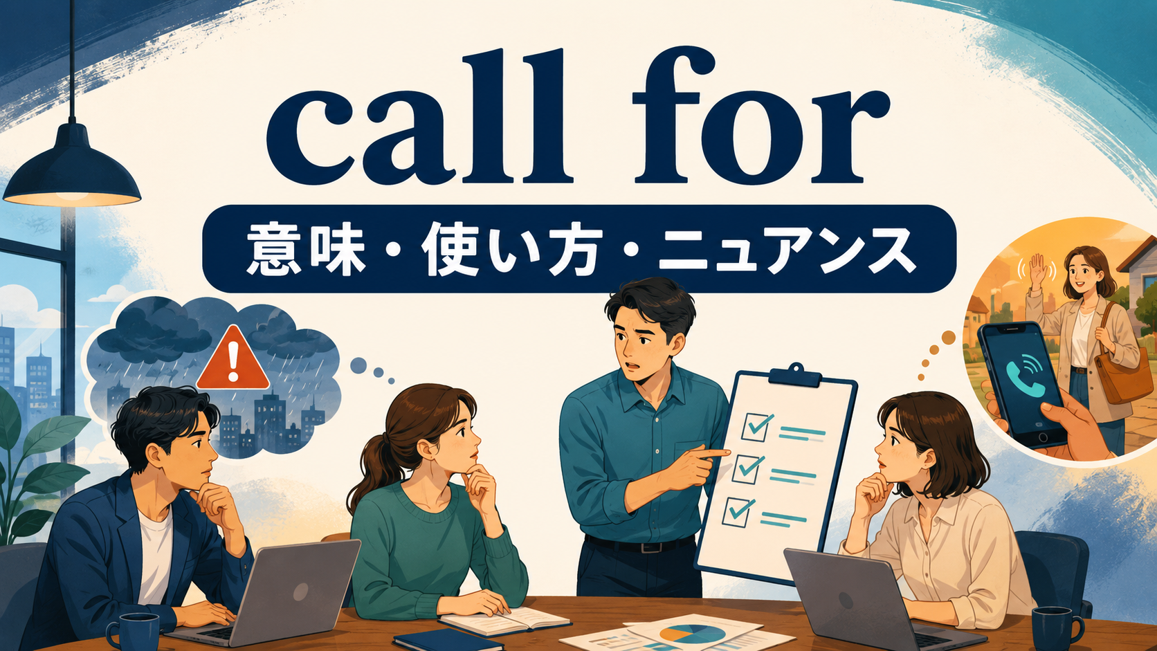 call forの意味・使い方・ニュアンスを解説するアイキャッチ画像