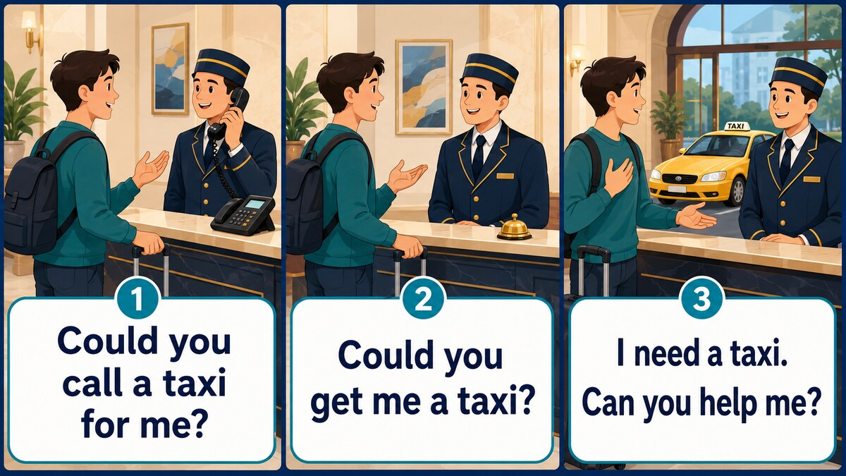 Could you call a taxi for me?とCould you get me a taxi?と簡単な言い換え
