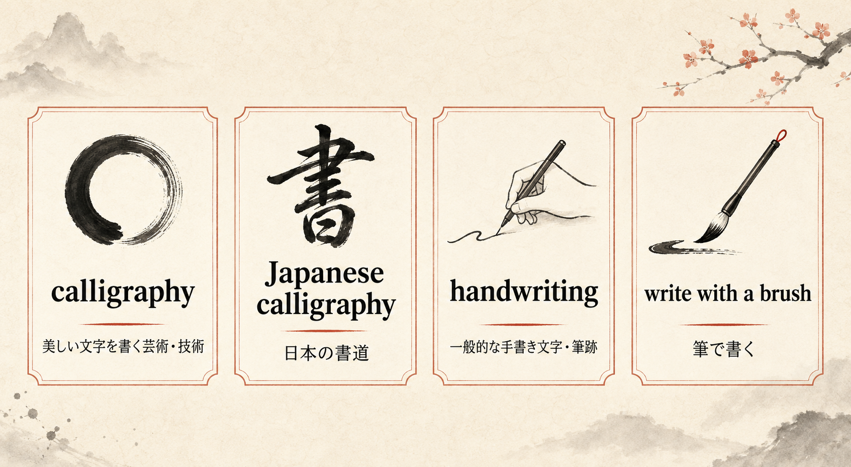 calligraphy・Japanese calligraphy・handwriting・write with a brushの違い