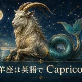 山羊座は英語でCapricornと紹介する海ヤギのイラスト