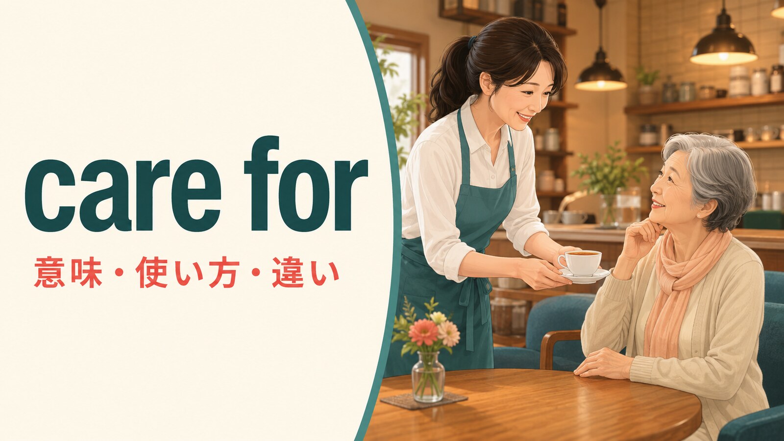 care forの意味は？「世話をする・好む・〜はいかが」の使い方とcare aboutとの違い